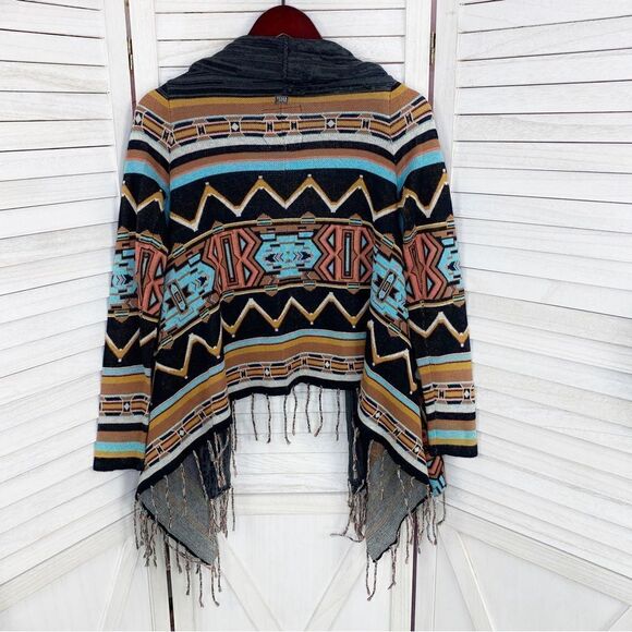 Billabong Dream Chaser Aztec Southwestern Boho Fringe Hem Cardigan Sweater Small - Picture 11 of 14